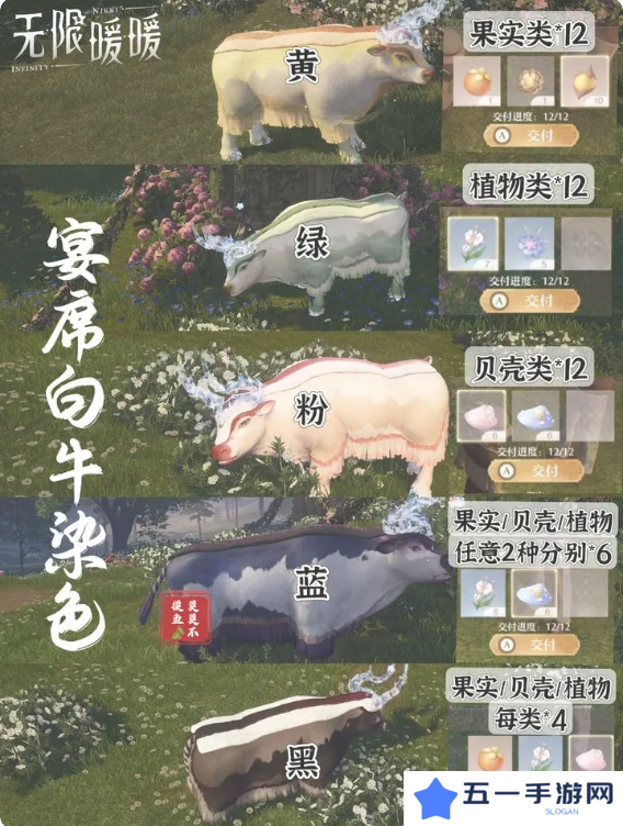 无限暖暖宴席白牛香料配方大全   宴席白牛蓝