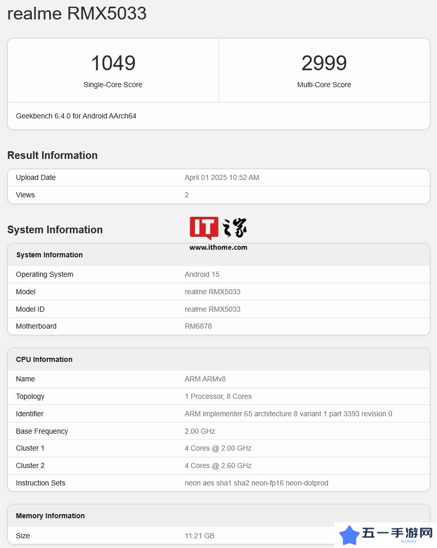 realme 真我 Narzo 80 Pro 手机跑分曝光：天玑 7400 芯片，12GB 内存、安卓 15
